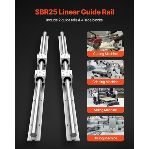 Guide lineari - DUOKU - SBR25-C 1200L - Ø25 mm - 1200 mm - 4 blocchi a sfere 2