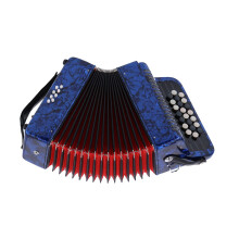 22 Key 8 Bass Button Accordion Navy Blue with Backpack Straps Stable Sound for Beginners and Performers