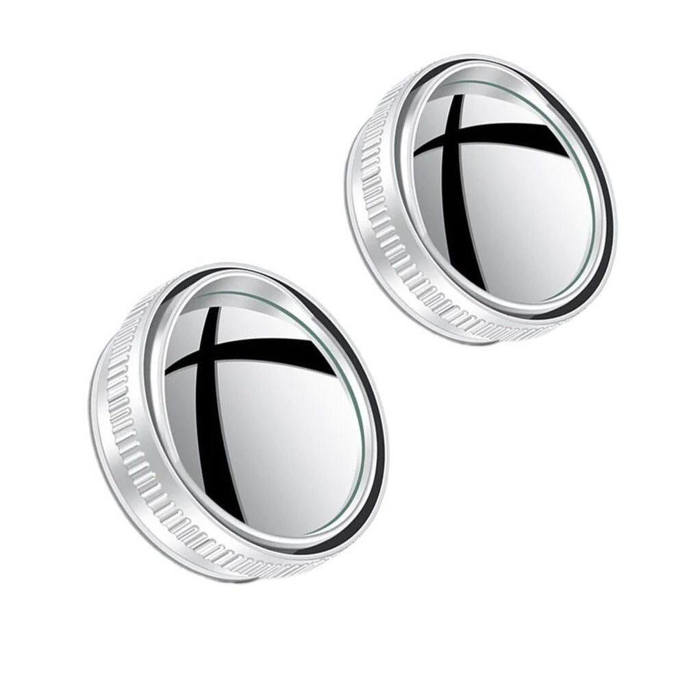 2Pcs 360 Blind Spot Mirror For Cars Wide Angle Convex Rear View Parking Aid Silver 9070919799259