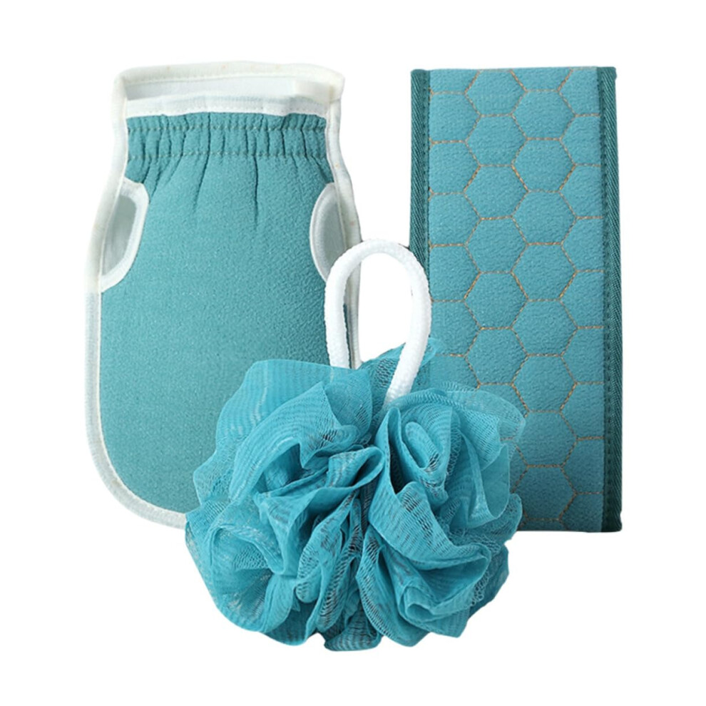 Bath Back Scrubber and Exfoliating Bath Towel Set with Long Straps for Gentle Skin Cleansing