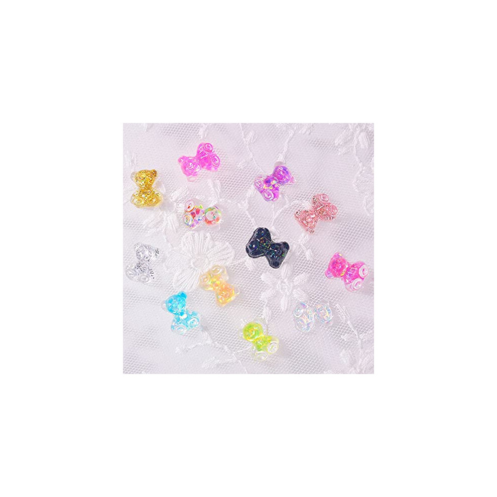 50pcs 3D Nail Art Charms Resin Bear Rhinestones Colorful Crystal Manicure Decorations