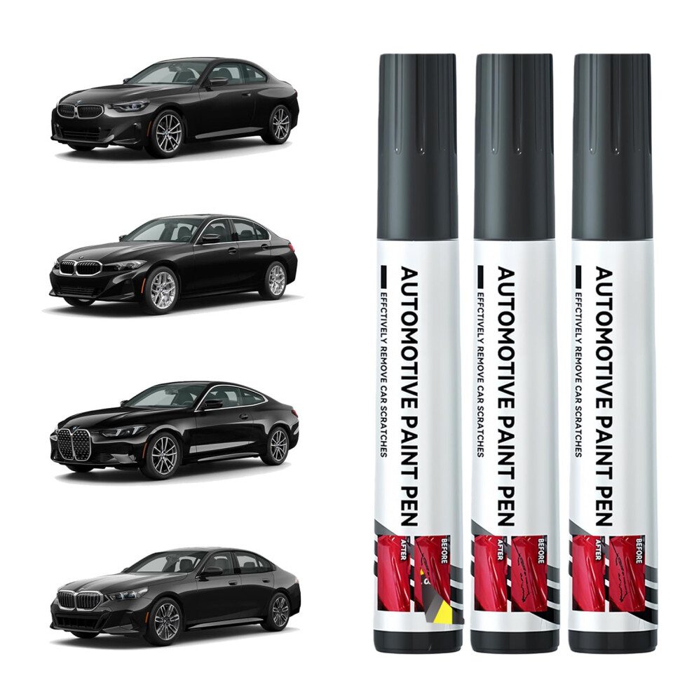 3Pcs Car Scratch Remover Pen With Quick Seamless Paint Match, Weatherproof Protection Black 9070919799686