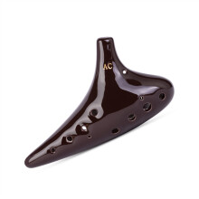 12 Hole Ocarina Alto C Key Smoked Ceramic with Clear Tone and Ergonomic Finger Groove