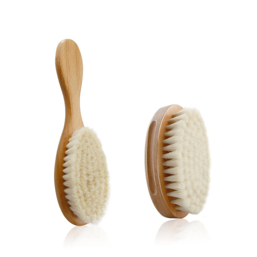 Wooden Shampoo Brush with Natural Wool Bristles for Gentle Scalp Massage and Wet Hair Detangling
