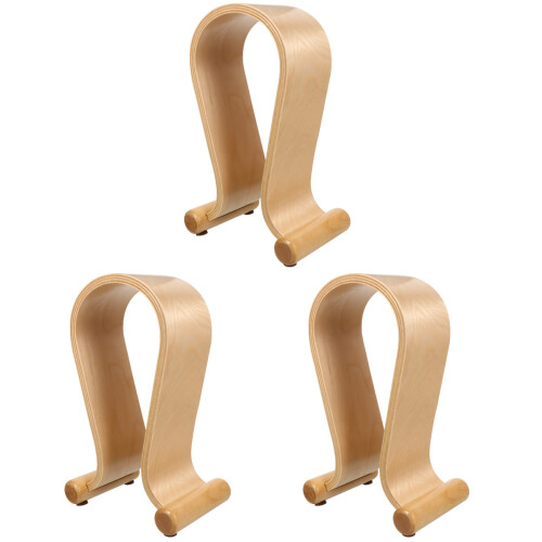 3Pièces Support Casque Bois Clair Stable Pour Usage 1