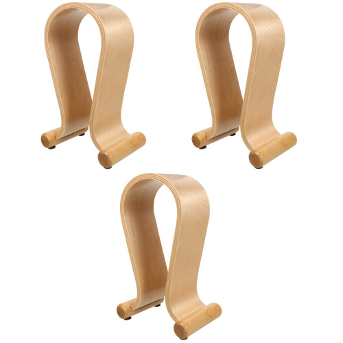 3Pièces Support Casque Bois Clair Stable Pour Usage 2