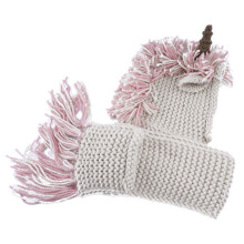 2Pièces Bonnet Et Écharpe Rose Tricoté
