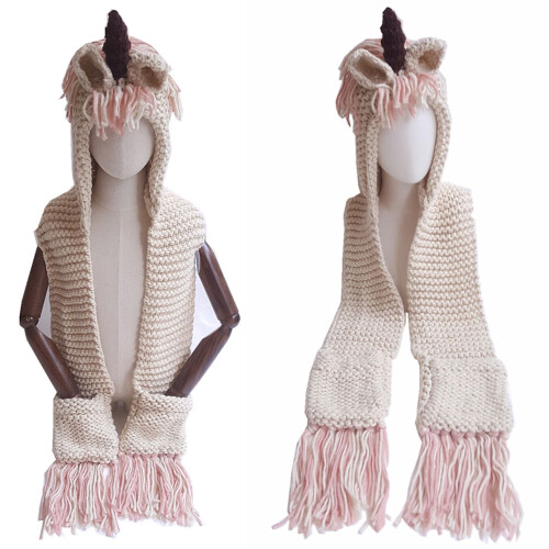 2Pièces Bonnet Et Écharpe Rose Tricoté 1