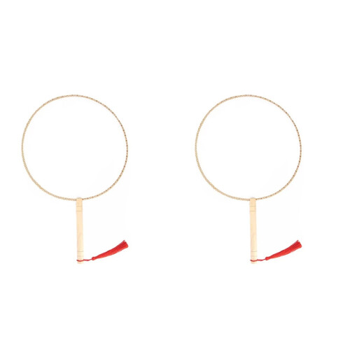 2Pièces Éventails Créatifs Bois Multicolores Pour Activités Manuelles 1