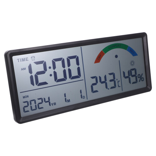2Pcs Black ABS Digital Clock with Large LCD Screen and Alarm