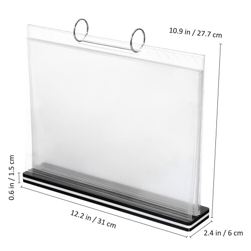 2Pcs Transparent Table Sign Stand Menu Display Holder with Base 1