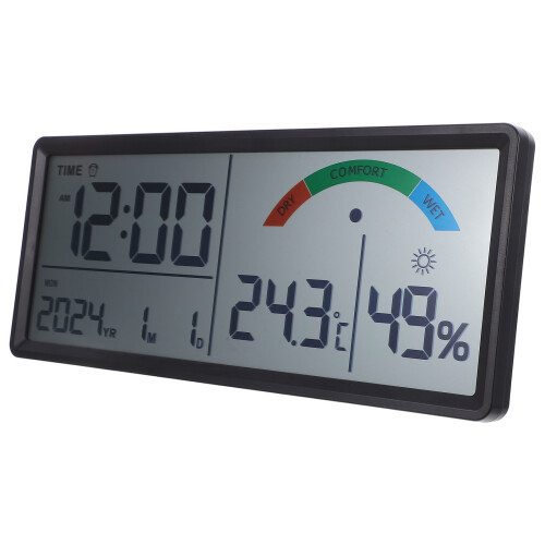 2Pcs Black ABS Digital Clock with Large LCD Screen and Alarm 2