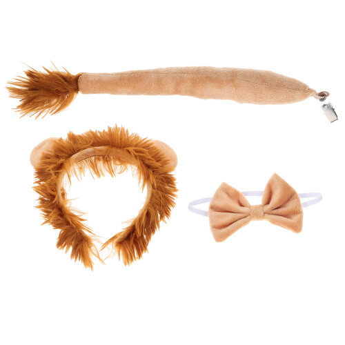 2Sets Durable Lion Costume Set Animal Headbands Bow Tie Tail Props 1