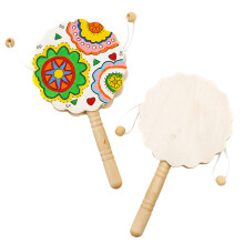 4 Pcs Shaking Wooden Drum Handmade Diy Color Painting Kid Musical