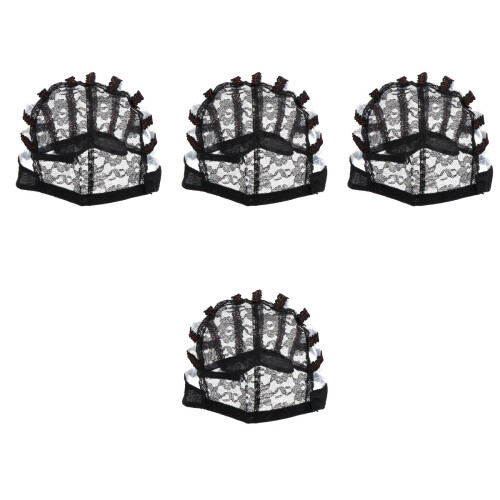 4Pcs Black Stretchable Wig Mesh Cap Comfortable Hair Care Net 1