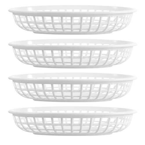 16Pcs White Plastic Snack Trays Fruit Baskets Storage Plates 2