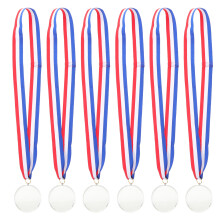 6Pcs Blank Crystal Trophies for Games, Medals with Ribbon
