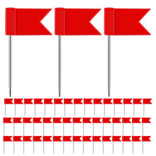100Pcs Red Map Marking Push Pins Flags for Office and School