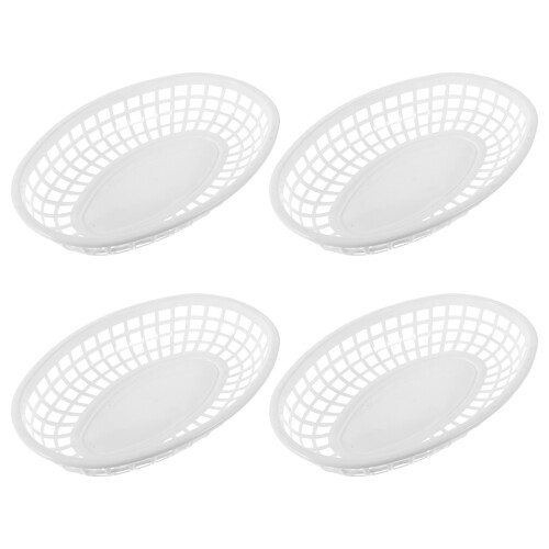 16Pcs White Plastic Snack Trays Fruit Baskets Storage Plates 1
