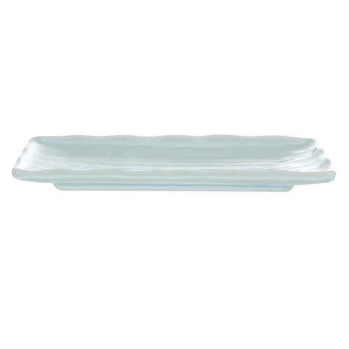 2Pcs Elegant Sky-Blue Ceramic Food Serving Plates Rectangular Design 2