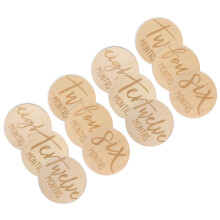 36Pièces Disques Mensuels Bois Bébé Rond Khaki Double Face Décor