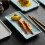 2Pcs Elegant Sky-Blue Ceramic Food Serving Plates Rectangular Design 6