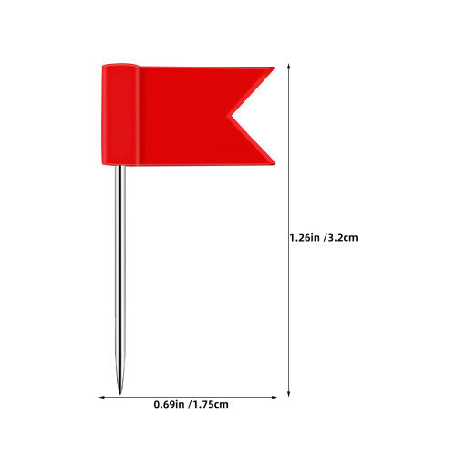 100Pcs Red Map Marking Push Pins Flags for Office and School 2