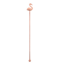 Flamingo Rose Gold Metal Cocktail Swizzle Stirrers