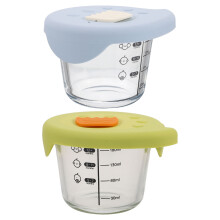 2Pcs Stackable Glass Baby Food Jars Leakproof Portable Storage Bowls