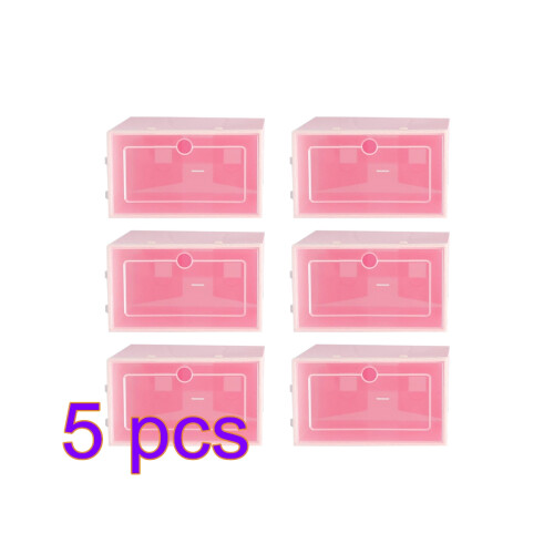Pink Clear Shoe Containers Stackable Organizer Under Bed Storage