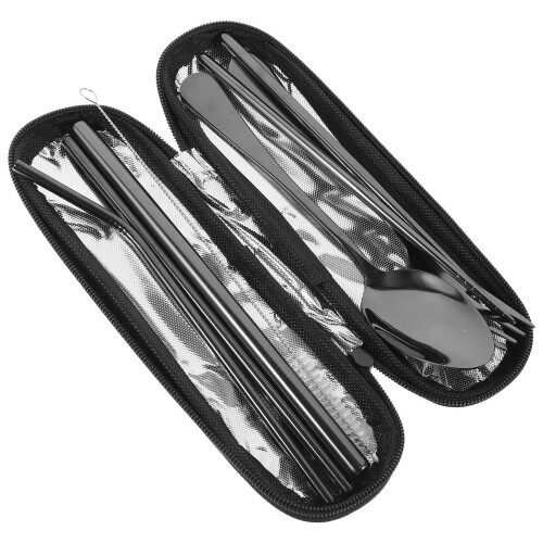 5Sets Travel Tableware Kit Stainless Steel Spoon Fork Chopsticks 2