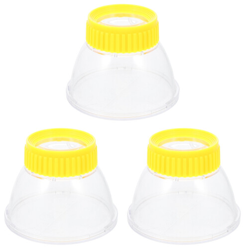 3Pcs Durable Yellow Magnifying Jar Insects Breeding Accessory 1