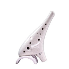 12 Hole Alto C Ceramic Ocarina Style 2, Performance Grade Instrument with Ergonomic Finger Holes and Bag