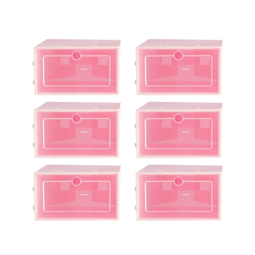 Pink Clear Shoe Containers Stackable Organizer Under Bed Storage 1