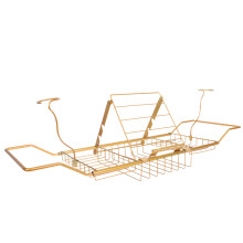 2Pcs Golden Stainless Steel Bathtub Storage Rack Expandable Bath Shelf