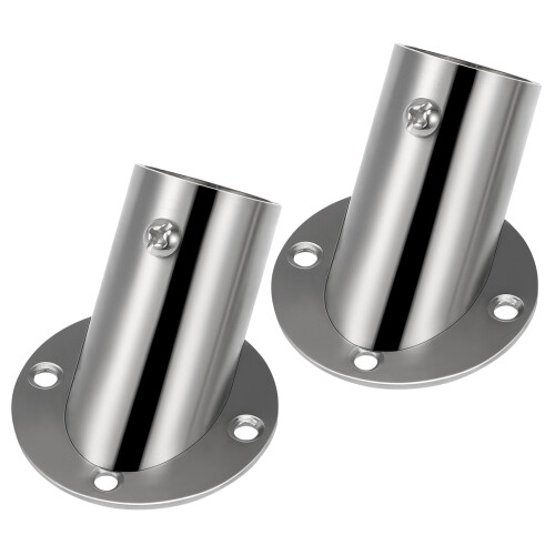 8Pcs Stainless Rod Socket Closet Bracket Silver for Bathroom