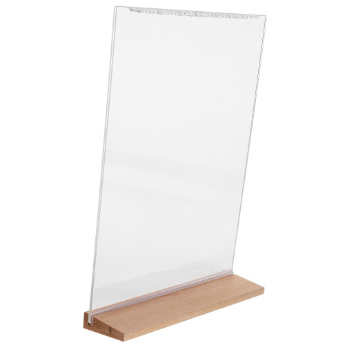 2Pcs Clear Acrylic Sign Holders with Wood Base for Table Display 1