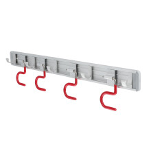 4Pcs Aluminum Mop Broom Holder Silver Wall Tool Organizer