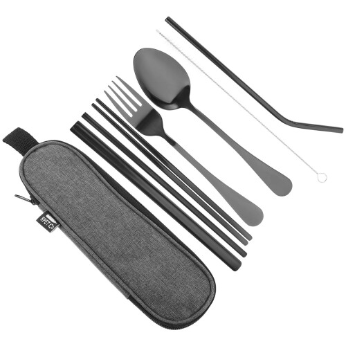 5Sets Travel Tableware Kit Stainless Steel Spoon Fork Chopsticks 1