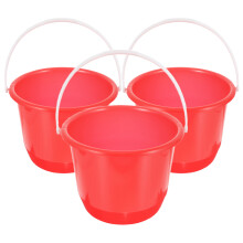 6Pcs Portable Red Plastic Buckets for Home, Garden and Pet Care