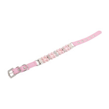 3Pcs Pink PU Pearl Dog Collars Elegant Handmade Small Pet Jewelry