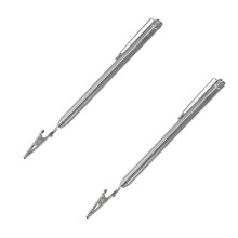 2Pcs Silver Stainless Steel Retractable Pen Type Clamps for Home Use