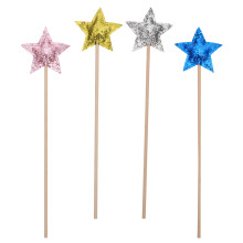 8Pcs Star Fairy Wands Wood Cloth for Stage and Decor