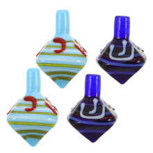8Pcs Mini Blue Glass Dreidels Traditional Hanukkah Collectible Decor