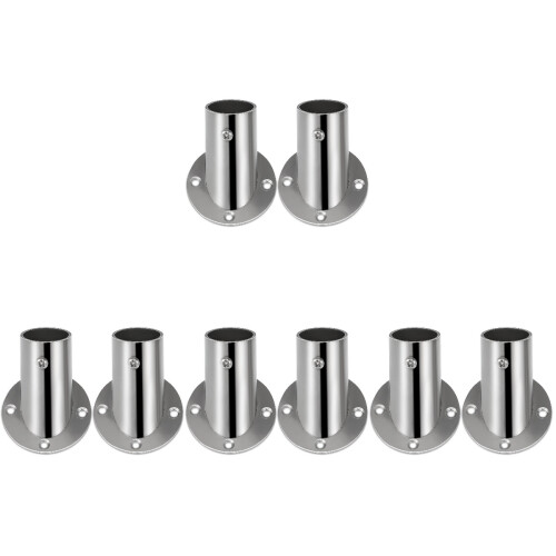 8Pcs Stainless Rod Socket Closet Bracket Silver for Bathroom 1