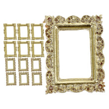 100Pcs Gold Mini Resin Picture Frames Vintage DIY Craft Supplies