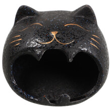 3Pcs Creative Ceramic Cat Ashtray Black Large Ash Tray for Smokers