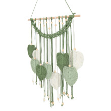 4Pcs Hand Woven Macrame Tapestry with Leaf Tassel Pendant Home Decor