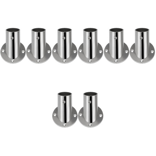 8Pcs Stainless Rod Socket Closet Bracket Silver for Bathroom 2