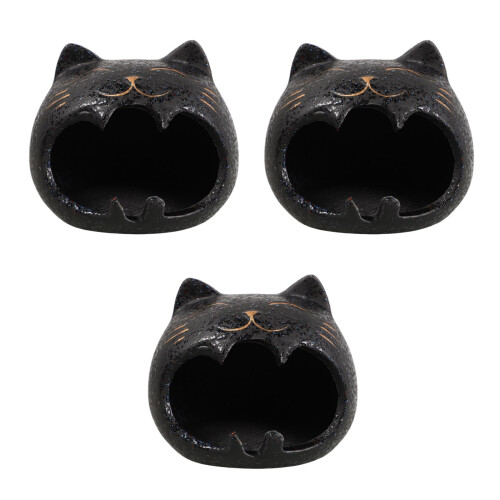 3Pcs Creative Ceramic Cat Ashtray Black Large Ash Tray for Smokers 2